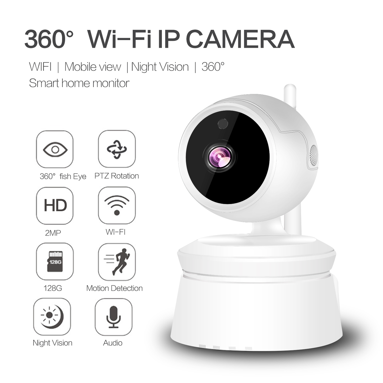 1080P smart housekeeping surveillance PTZ rotating wifi camera